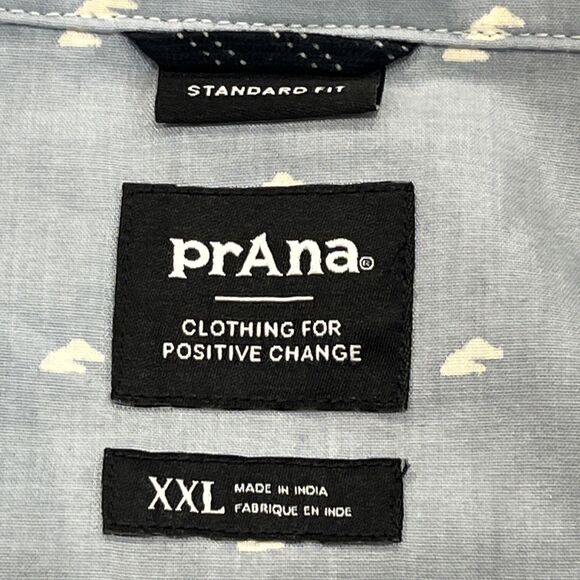 Prana NEW Tinline Shirt XXL Short Sleeve Quarry Cloud Slim Fit Organic Shirt - Picture 9 of 14